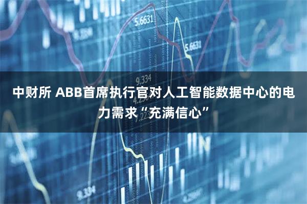 中财所 ABB首席执行官对人工智能数据中心的电力需求“充满信心”